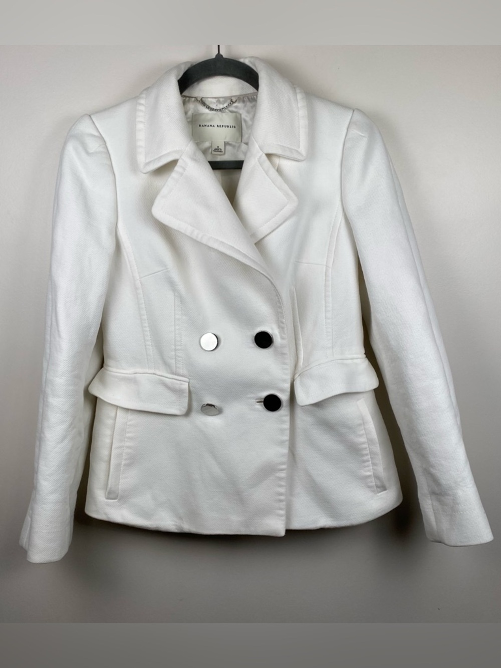Banana Republic Women's White Cotton Twill Blazer Small